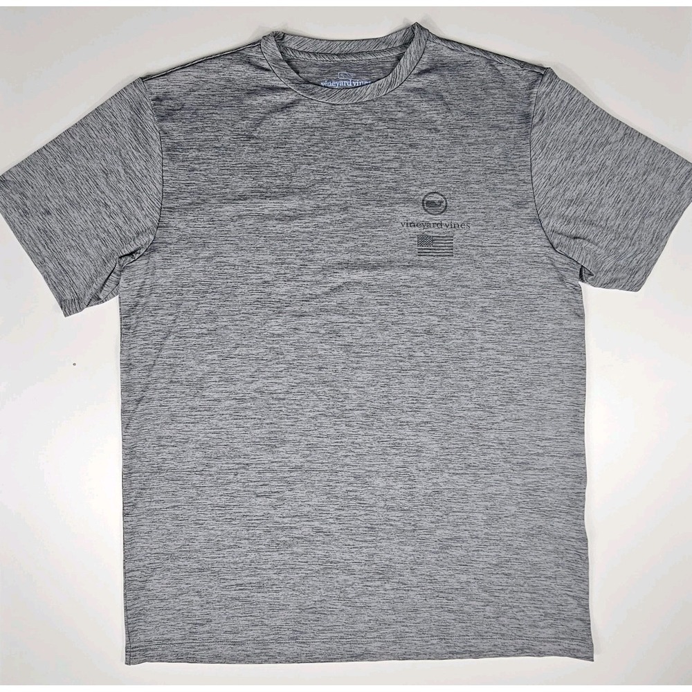 Vineyard Vines Performance T Shirt Men S Gray American Flag Short Sleeve Logo